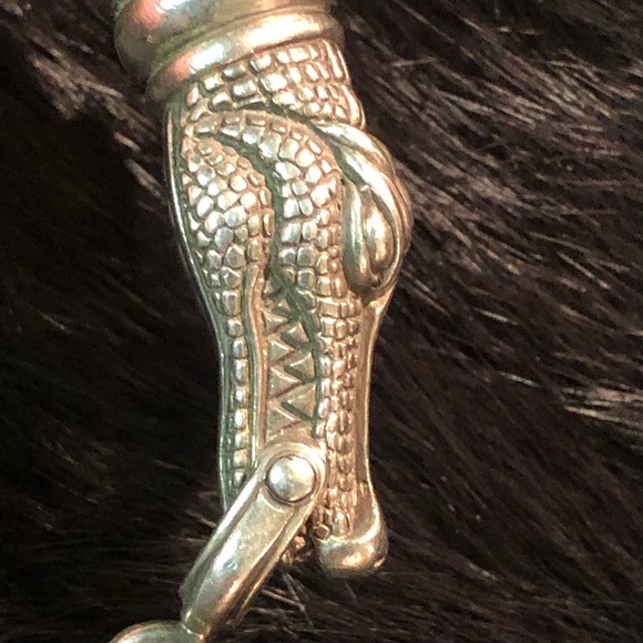 Vintage BARRY KIESELSTEIN-CORD Woven Leather Sterling Silver Alligator Bracelet - Picture 6 of 9